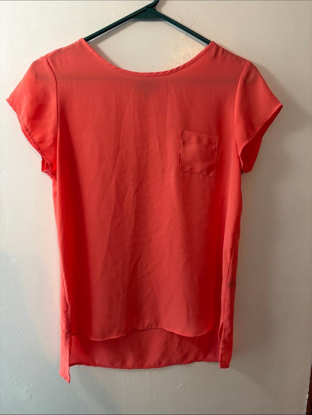 The Limited Coral Short-Sleeve Pocket Blouse Size XS